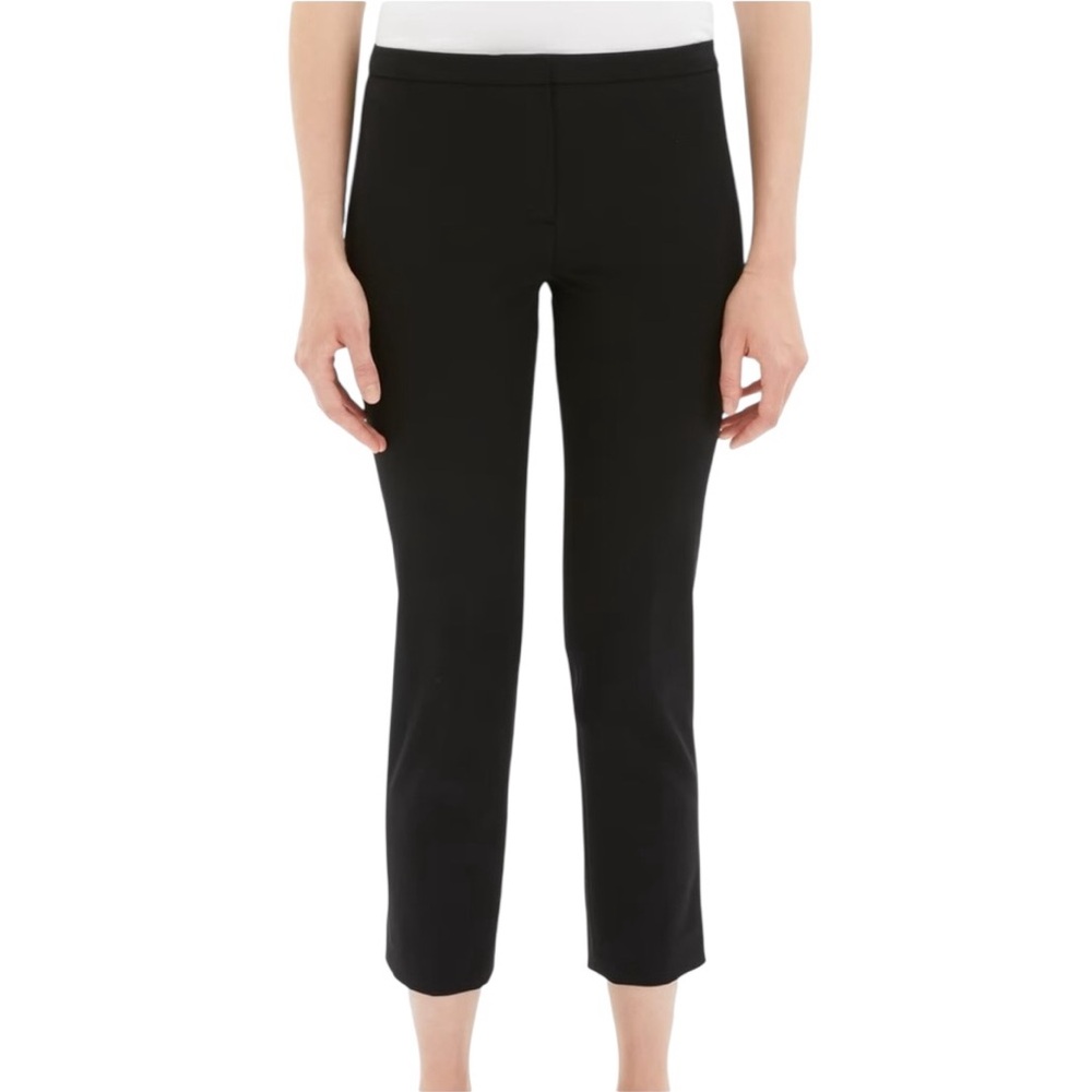 Theory black classic skinny pants in double stretch cotton crop minimalist